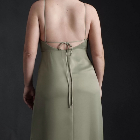 BHLDN Remy Cowl-Neck Faux-Wrap Satin Gown in midnight - Picture 6 of 6